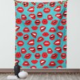 thumbnail image 1 of Kiss Tapestry, Retro Woman Mouth Red Lipstick Girl Expressing Different Emotions Female Vintage, Wall Hanging for Bedroom Living Room Dorm Decor, 40W X 60L Inches, Teal Red White, by Ambesonne, 1 of 5