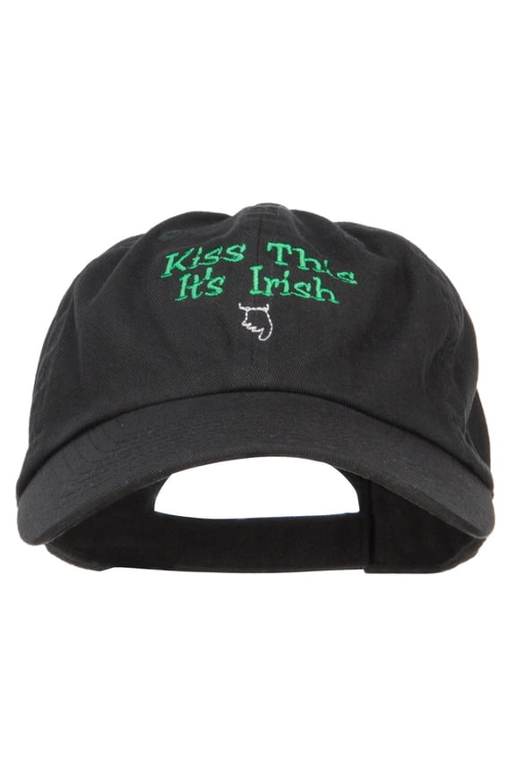 Kiss This Irish Embroidered Low Cap - Black OSFM