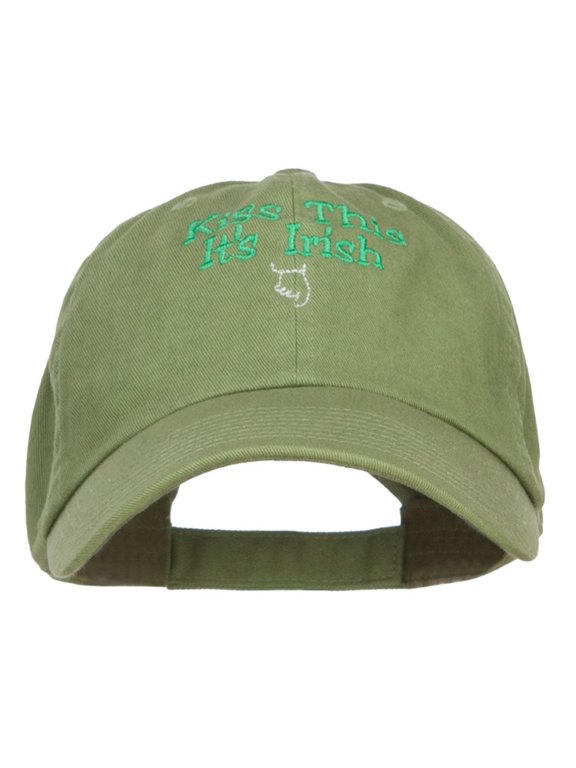 Kiss This Irish Embroidered Low Cap - Cactus OSFM