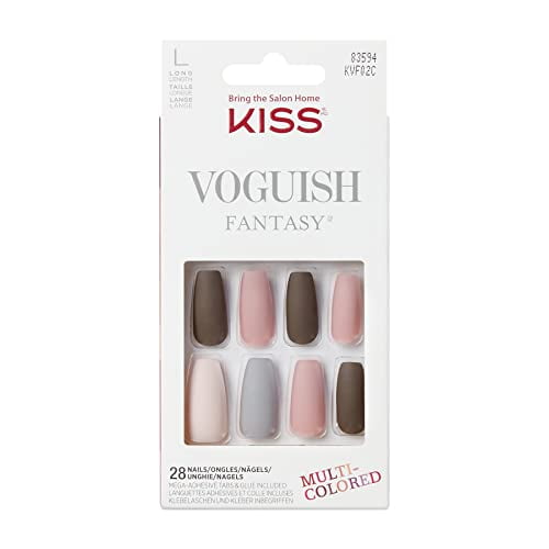 Kiss Voguish Fantasy Nails Multi-Colored Long, 28 Count