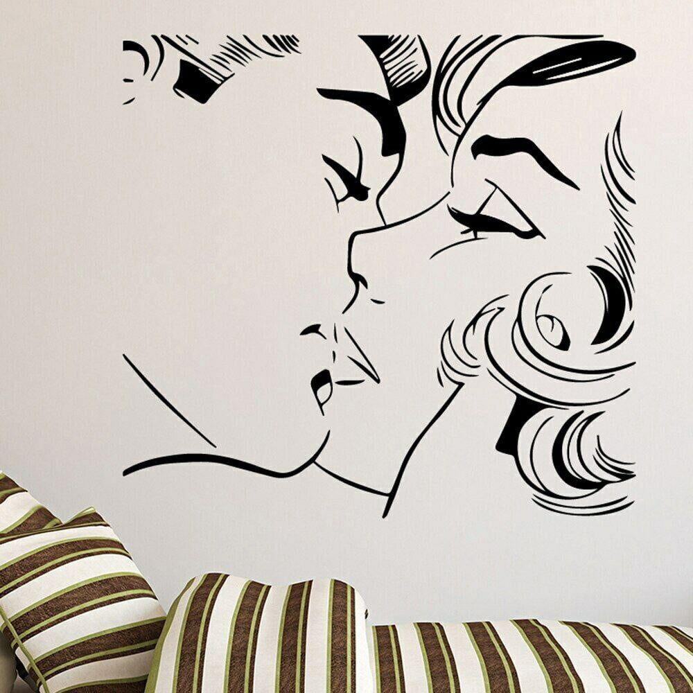 Kiss Wall Sticker Bedroom Love men and women Vinyl Wall Decals Loving ...