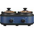 thumbnail image 1 of Kiss the Water Dual Slow Cooker, Buffet Server and Warmer with 2 Removable Ceramic Pots, Slow Cooker Food Warmer with 3 Adjustable Temp & 2 Visible Glass Lids, Stainless Steel, 2 x 1.25 QT, Blue, 1 of 15