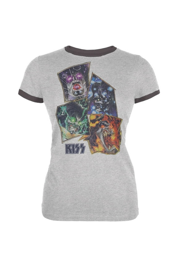 Women's Juniors Monster Logo Ringer Short Sleeve T Shirt