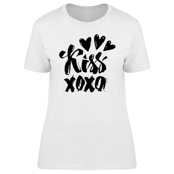Kiss Xoxo Black Grunge T-Shirt Women -Image by Shutterstock, Female Large