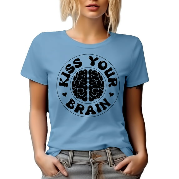 Kiss Your Brain, Smart or Intelligent Person Quote, Baby Blue T-Shirt, XL