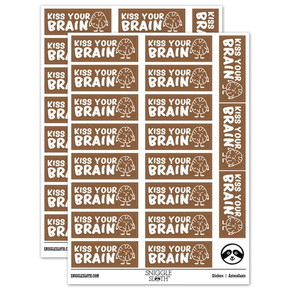 Kiss Your Brain Teacher Student School Sticker Set - Brown - Matte Finish - 2.00" Large