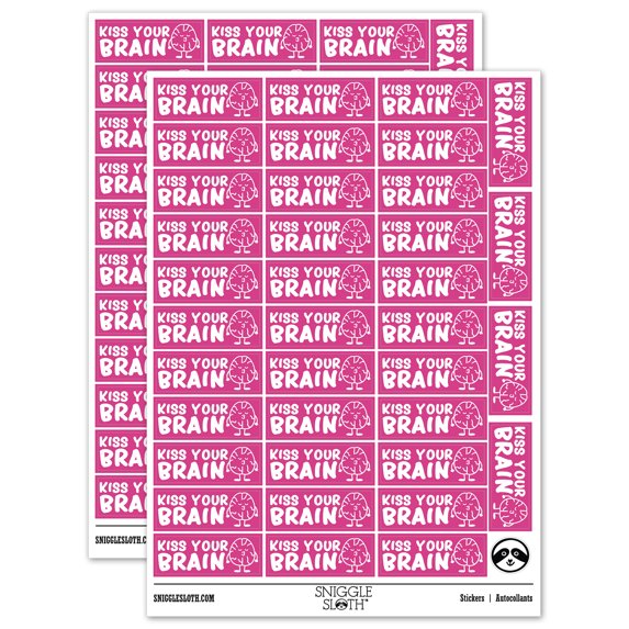 Kiss Your Brain Teacher Student School Sticker Set - Hot Pink - Matte Finish - 1.5" Small