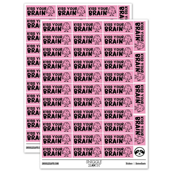 Kiss Your Brain Teacher Student School Sticker Set - Light Pink - Matte Finish - 1.5" Small