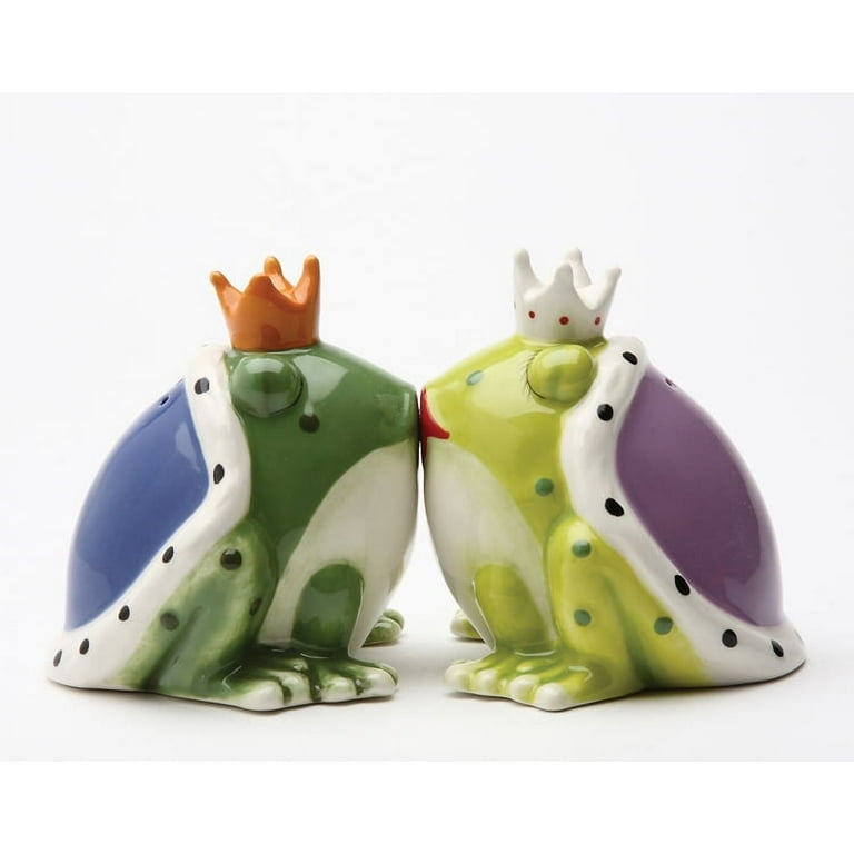 Ebros Frog Prince And Princess Kissing Ceramic Magnetic Salt And Pepper  Shakers 