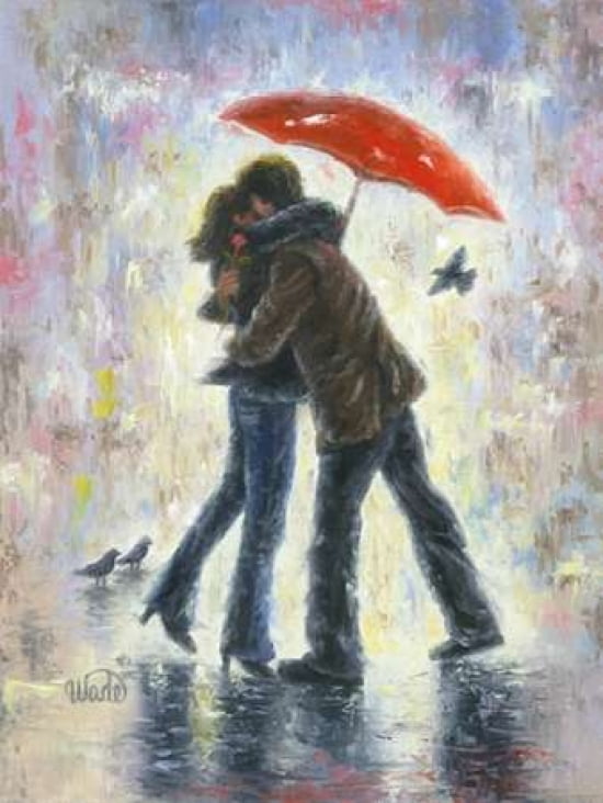 Kiss in the Rain Canvas Art - Vicki Wade (20 x 28)
