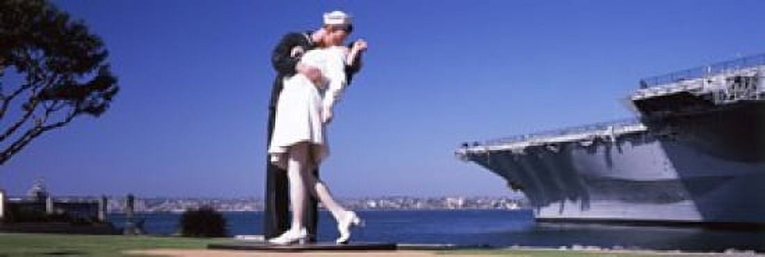 Kiss between sailor and nurse sculpture Unconditional Surrender San Diego Aircraft Carrier Museum San Diego California USA Canvas Art - Panoramic Images (18 x 6)