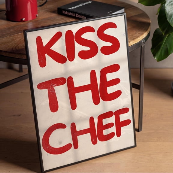 Kiss the Chef Poster, Funny Restaurant Wall Art, Premium Matte Paper Print, Gift Kitchen Poster , Poster Print Only