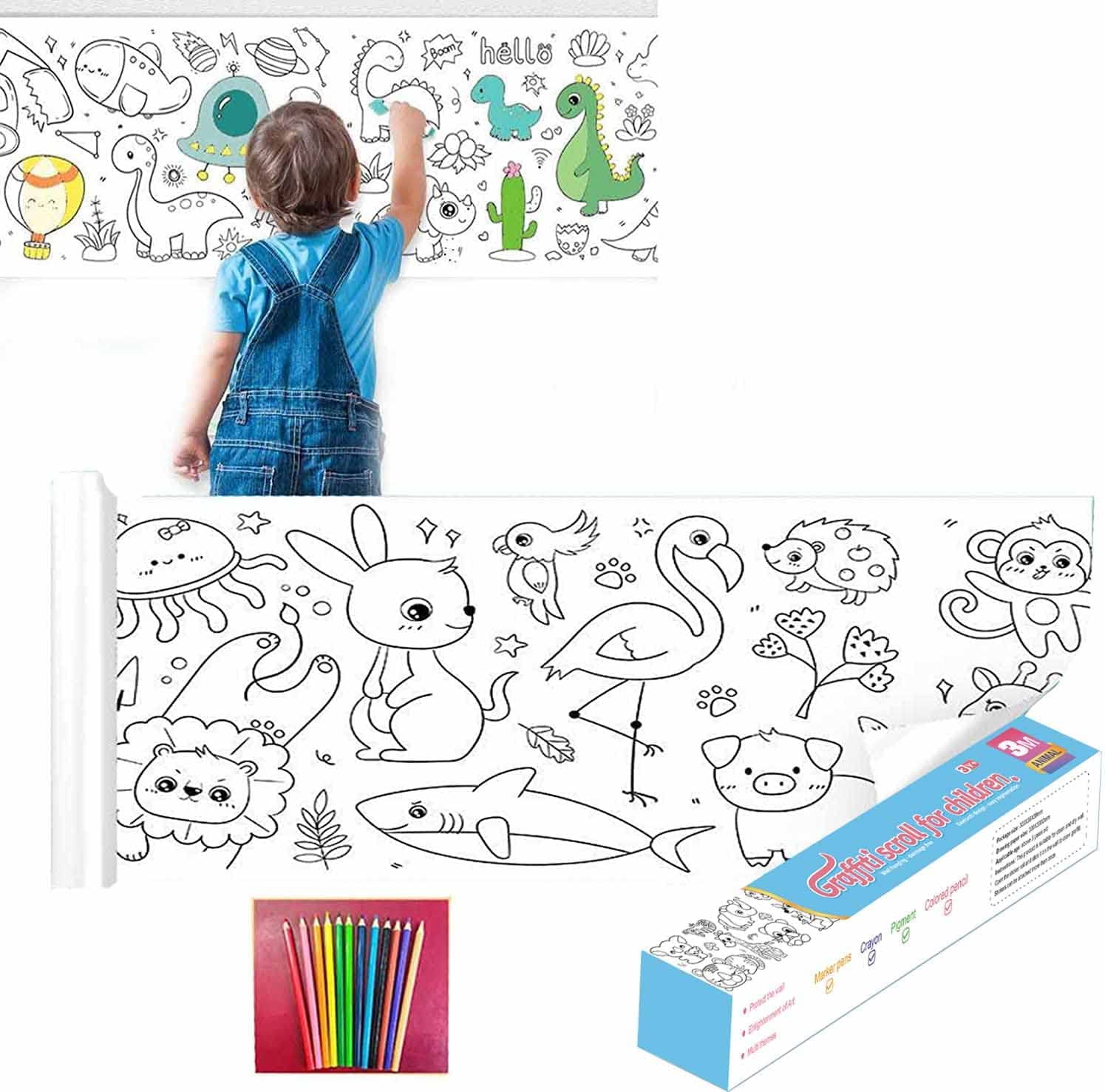 Drawing Paper Roll for Children, 3M Colouring Roll for Kids