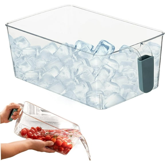 KissDate Ice Bin for Freezer BPA Free Food Grade Ice Cube Bin Transparent Freezer Organizer Bins with Handle Ice Container for Freezer Kitchen Cabinets Pantry Organization and Storage