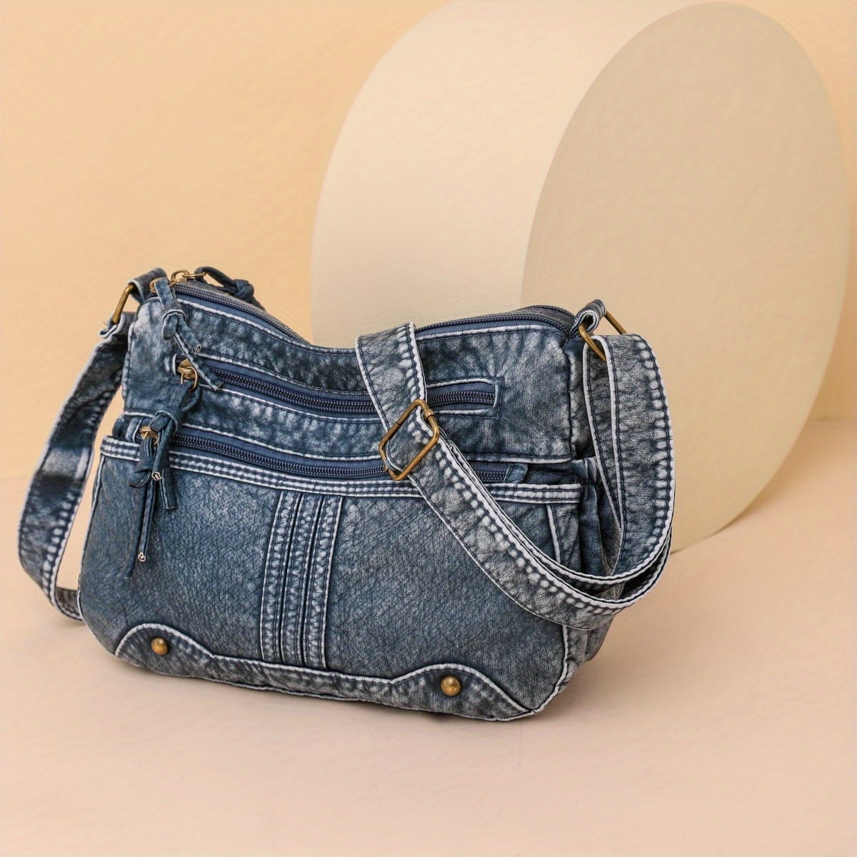 Casual Messenger Bag With Multiple Zippers - Large Capacity Motorcycle Style, Underarm Or Crossbody Carry
