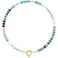 thumbnail image 1 of Beaded Gemstone Necklace for Women, Colorful Boho Bead Choker Natural Stone Surfer Beach Necklaces Gold Plated Summer Handmade Jewelry, 1 of 6