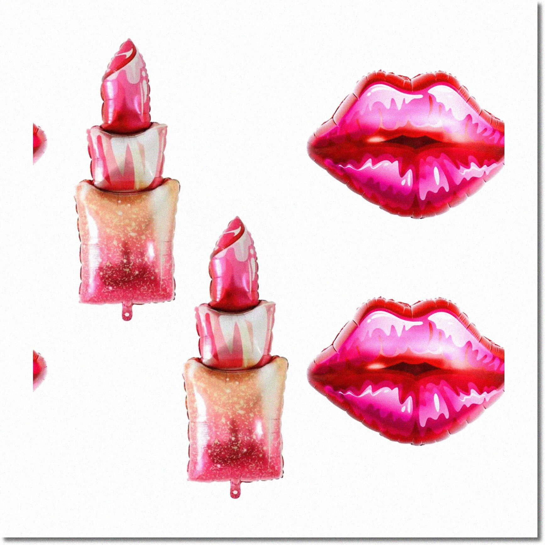Kissable Lips Balloons - Romantic Red Lipstick Shaped Mylar Balloons for Birthday, Bridal Shower, Wedding, Engagement - Set of 4 Party Decorations
