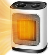 Kissair Electric Ceramic Small Space Heater, 950W & 1500W Portable Heater with Adjustable Thermostat, ETL Certified, White
