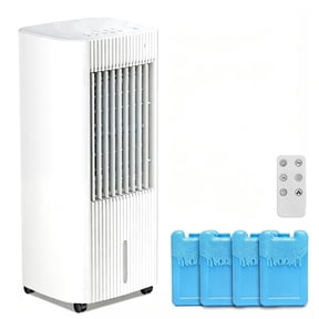 KISSAIR Portable Evaporative Air Cooler with Filter & Remote, 3 Modes & 3 Speeds, Multi-Angle Swinging, 15H Timer, 4 Ice Crystal Boxes for Home Bedroom