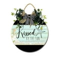 thumbnail image 1 of Kissed By The Sun Sign Front Door Porch Decorations, Round Rustic Wood Hanging Sign for Farmhouse Porch Outdoor Home Holiday Front Door Sign Decor, 1 of 5