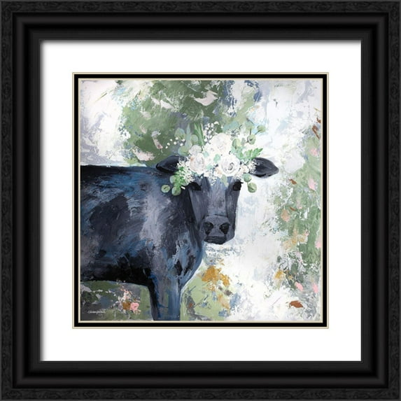 Kissell, Mackenzie 12x12 Black Ornate Wood Framed with Double Matting Museum Art Print Titled - Mabel the Cow