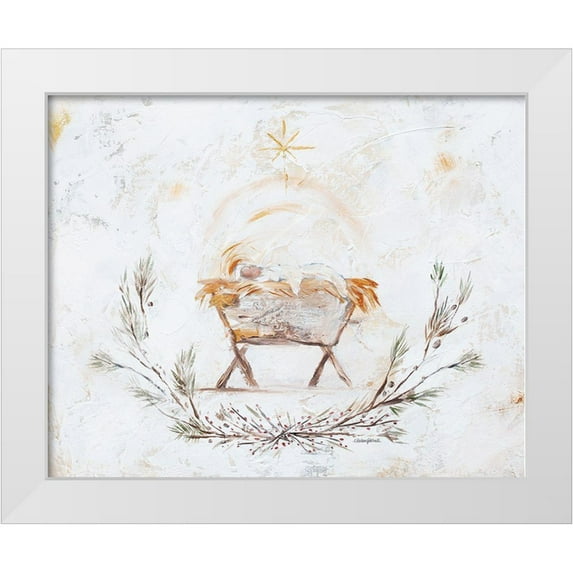 Kissell, Mackenzie 31x26 White Modern Wood Framed Museum Art Print Titled - Away in a Manger