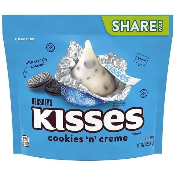 Kisses Candy, Individually Wrapped, Share Bag Cookies 'n' Creme10.0oz Pack of 2