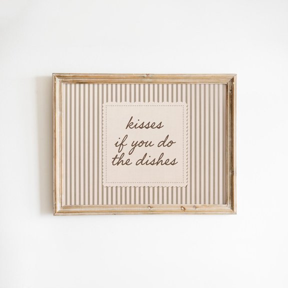Kisses Dishes Kitchen Quote Wall Decor Unframed Paper Print