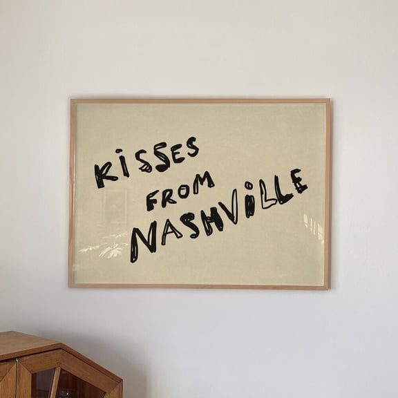 Kisses From Nashville Print: Trendy Apartment Decor UNFRAMED PAPER POSTER, Home Decor, Vintage Gift, Living Room Dercor