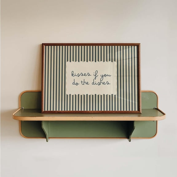 Kisses If You Do Dishes Print, Stripe Kitchen Decor, Minimalist Quote Sign Unframed Paper Print