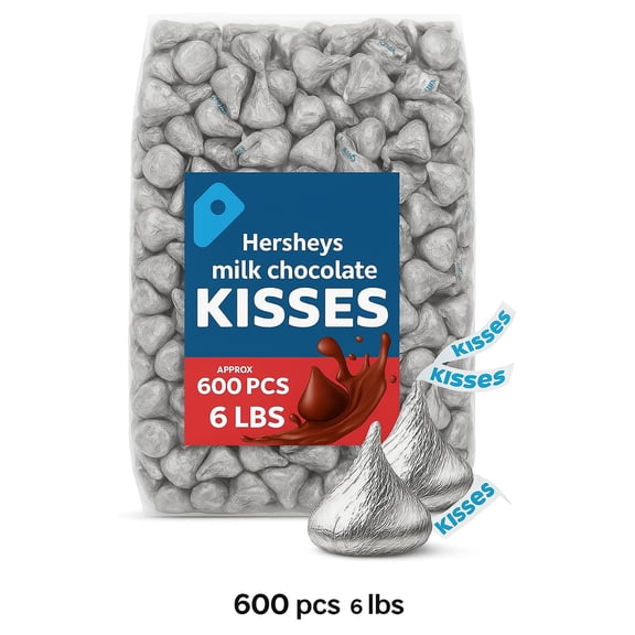 Hershey's Kisses, Milk Chocolate in Silver Foil (Pack of 6 Pounds)