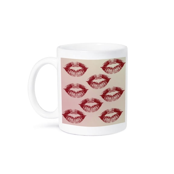 3dRose, Kisses Red Lips Fun Flirty Romantic Art, 15oz Mug