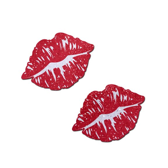 Kisses: Sparkly Red Kissing Puckered Lips Nipple Covers by Pastease