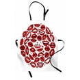 thumbnail image 1 of Kissing Apron, Valentine Themed Multitude Smiling Sending Kisses Reddish Lips in Circular Form, Unisex Kitchen Bib with Adjustable Neck for Cooking Gardening, Adult Size, Ruby and White, by Ambesonne, 1 of 4