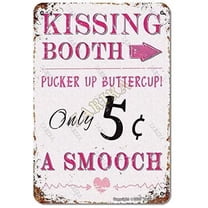 Kissing Booth Smooch Valentines Vintage Look Tin Decoration Art Sign for Home Kitchen Bathroom Farmhouse Garden Coffee Size: 8 x 12 Inches