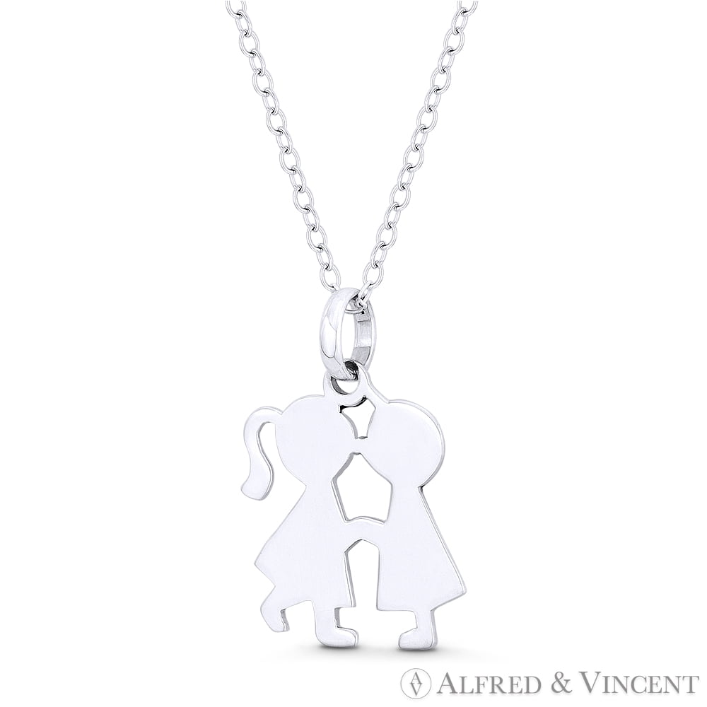 Kissing Boy & Girl! Love Celebration Charm 22x14mm Pendant & Chain