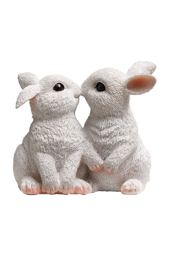 Kissing Bunny Statue Tabletop Ornament, Spring Rabbit Couple Figurine for Home Decor, Holiday Accents, Easter & Valentine's Day Gifting