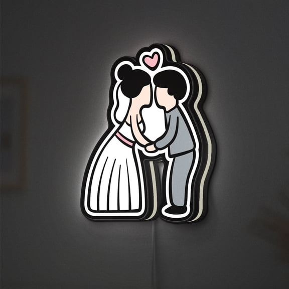 Kissing Couple 3D Novelty Light Box, Romantic Mood Lamp for Bedroom Decor and Couple Gift Ideas (Width 8 inch, 20cm)
