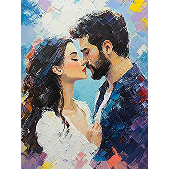 Kissing Couple Abstract Painting Decorative Painting/Canvas Art Suitable for Living Room Bedroom Dining Room Office Study Room Hallway Entryway Apartment Decor and Romantic Gift Idea