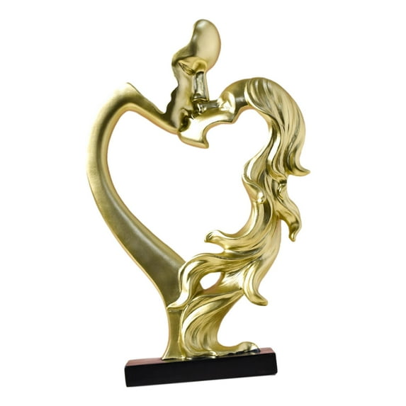 Kissing Couple Figurine Kiss Couple Statue Collectible Desktop Ornament for Bedroom Wedding Bookshelf Cabinet Home Decoration Gold