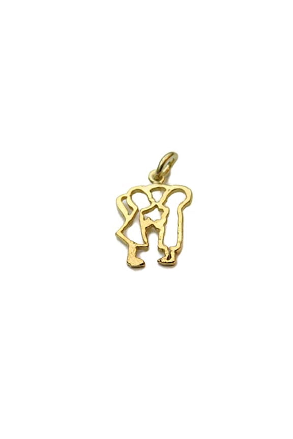 Kissing Couple Silhouette 14k Yellow Gold Charm pendant