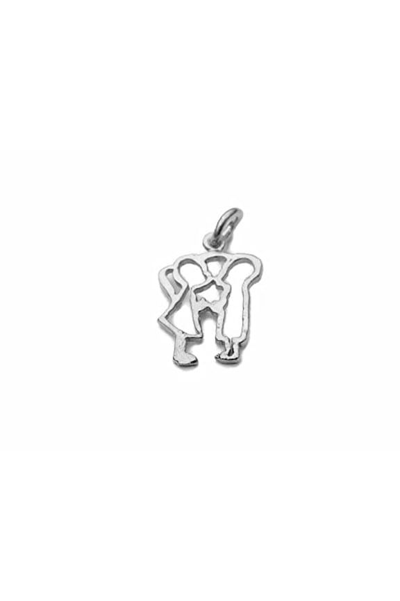 Kissing Couple Silhouette .925 Sterling Silver Charm pendant