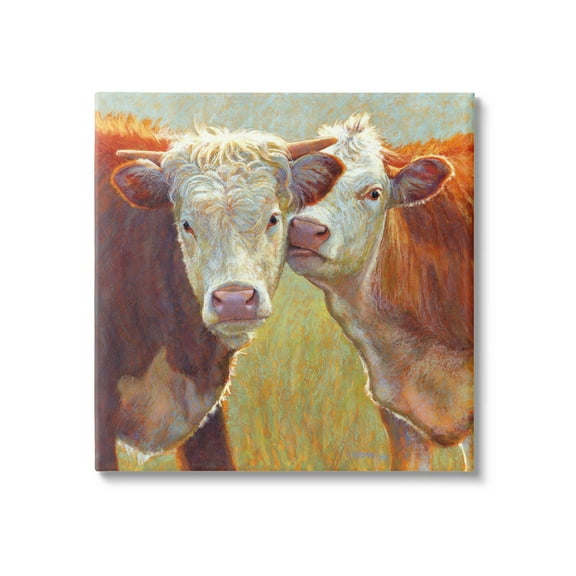 Kissing Cows Farm Animals Animals & Insects Painting Gallery Wrapped Canvas Print Wall Art
