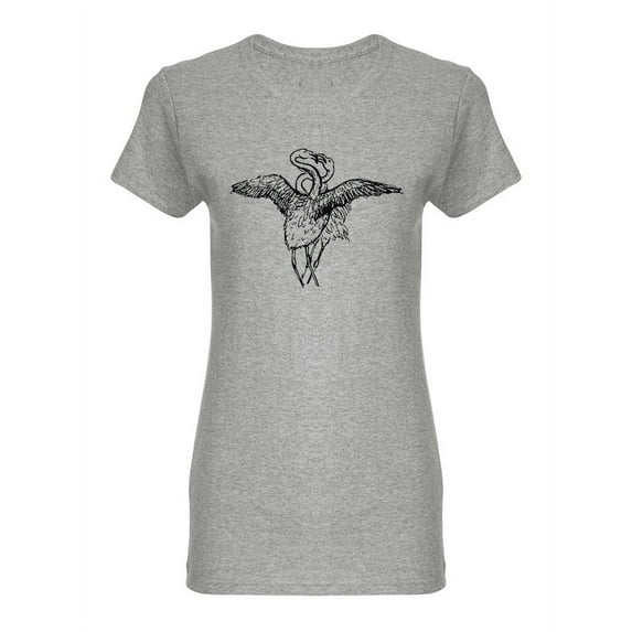 Kissing Flamingos Shaped T-Shirt Women -Image by Shutterstock, Female Medium