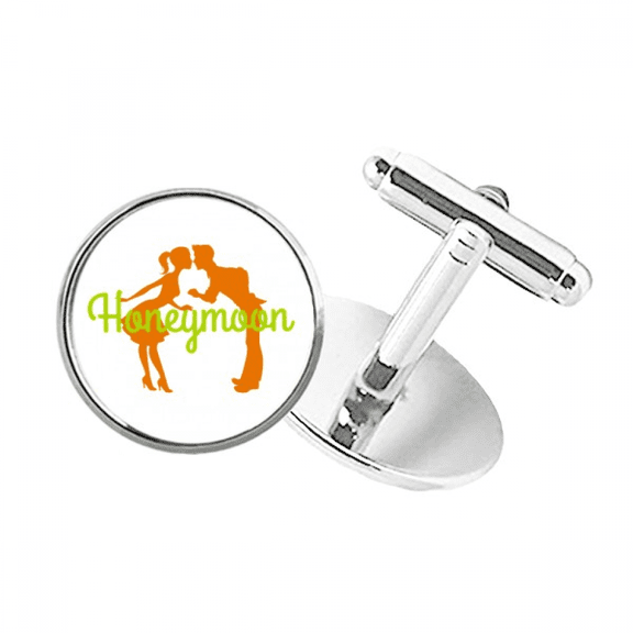 Kissing Intimate Men Women. Round Button Cuff Clip Stud Cufflinks
