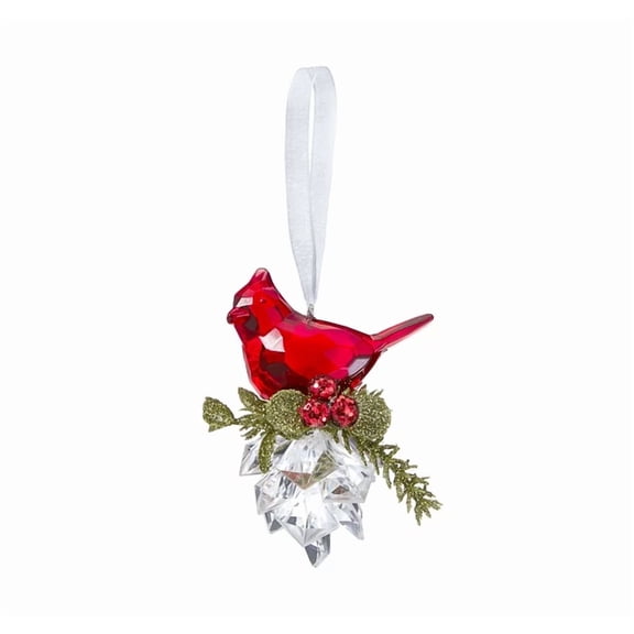 Kissing Krystals Mini Cardinal Pinecone Mistletoe Christmas Ornament By Ganz