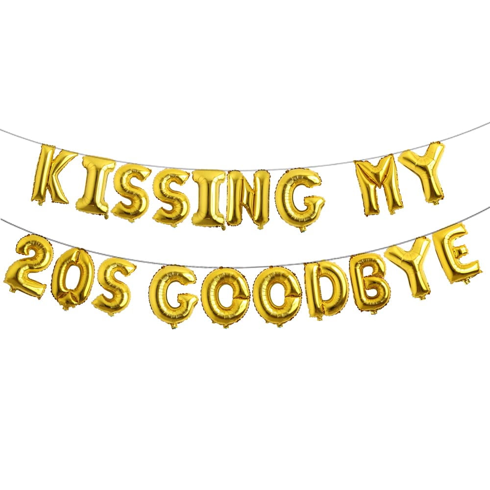 JeVenis 'Kissing My Teens Goodbye' 20th Birthday Balloon Banner - Party Decor For Twenties Celebration
