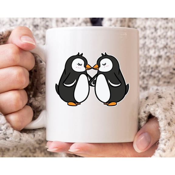 Kissing Penguin Mug, Cute Sweet Penguin Coffee Cup For Animal Lover, Funny Penguin Lover GifT1 Idea For M1en WoM1en, Animal Mug