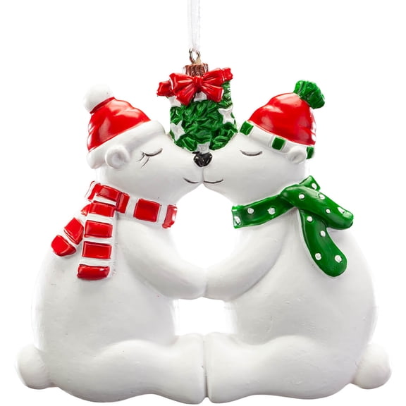 Kissing Polar Bear Couple Ornament