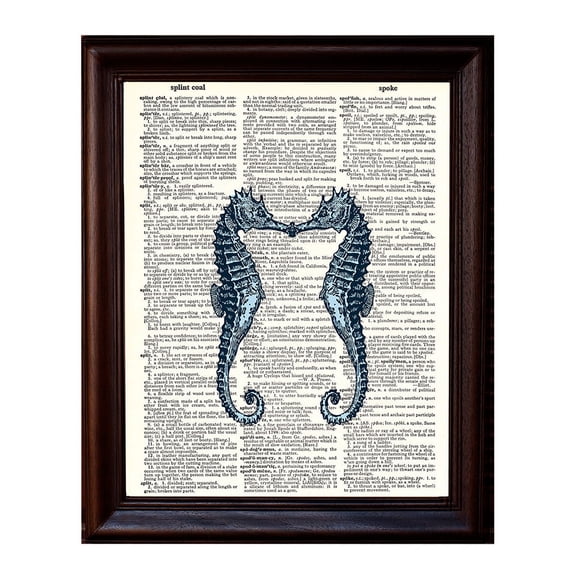 Kissing Seahorses - Dictionary Art Print Printed On Authentic Vintage Dictionary Book Page - 8 x 10.5